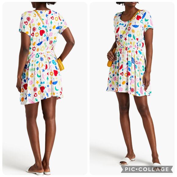 Moschino Dresses & Skirts - NWT MOSCHINO Gathered 90's Print Jacquard Soft Loose Day Mini Dress Size Small